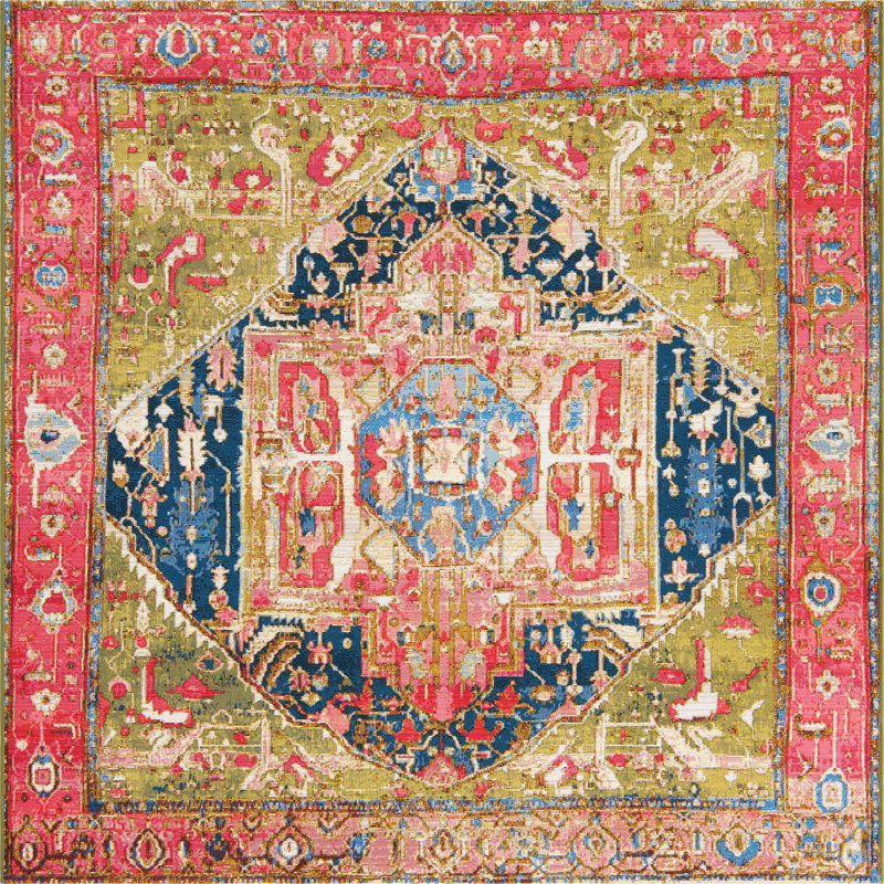 Multi Limon Indoor/Outdoor Traditional Rug, Square 6'