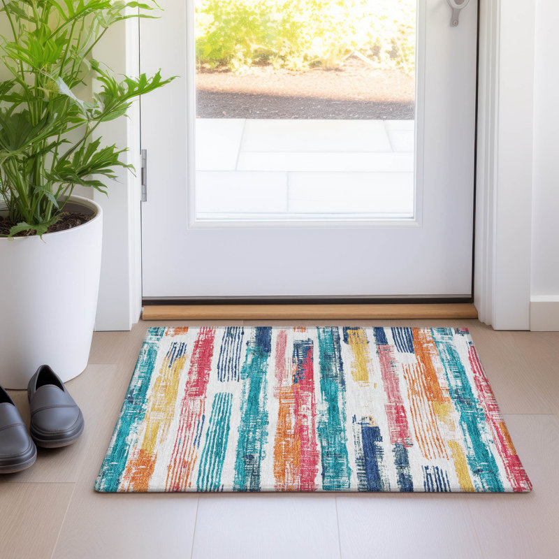 Machine Washable Indoor/Outdoor Cinead ACN1665 Ivory Rug, Rectangle 1'8" x 2'6"