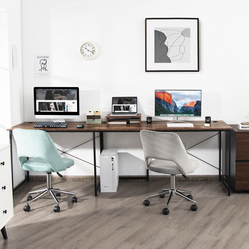 Aatto L-Shaped Steel Computer Desk, Brown