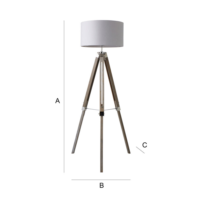 Wemple 143cm Tripod Floor Lamp, Cool Grey