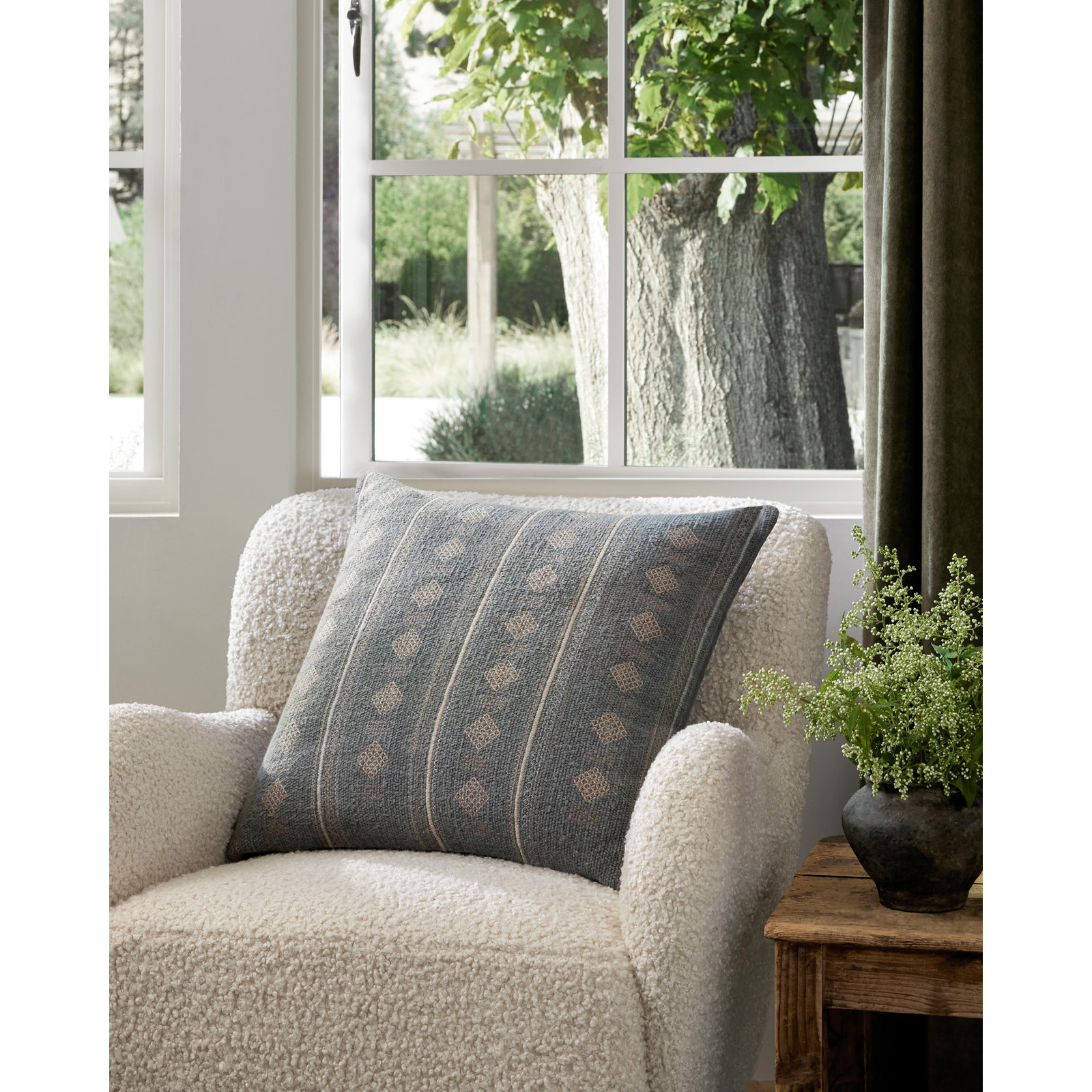 Palomar Striped Cotton Throw Pillow, Down