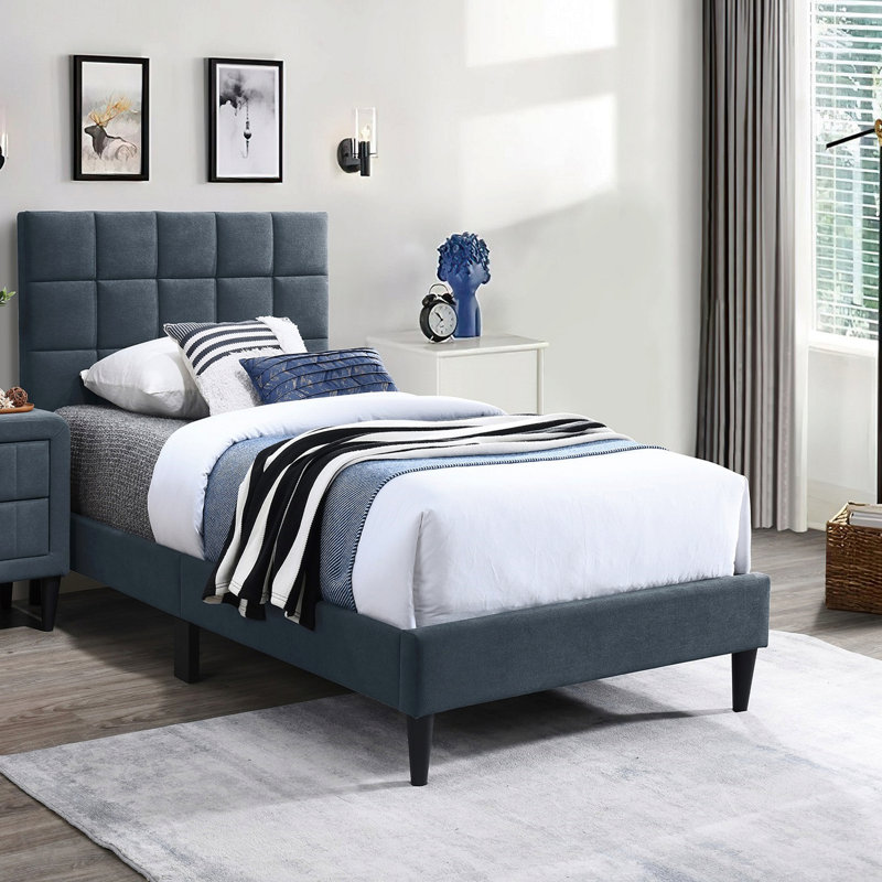 Tête de lit capitonnée et tête de lit réglable, Gris anthracite, Lit double