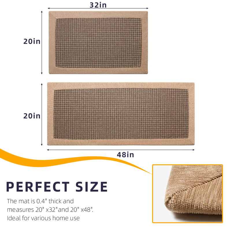 Drayah Polyester Water Resistant Non-Skid Kitchen Mat, Brown