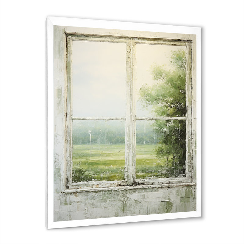 «Countryside Calm Farm Windows I - Farmhouse Windows», art mural, Cadre simple blanc, H 40 po x l 30 po x P 1,5 po