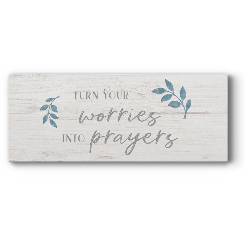 «Worries Into Prayers On Canvas», art textuel, H 8 po x l 20 po x P 1,5 po
