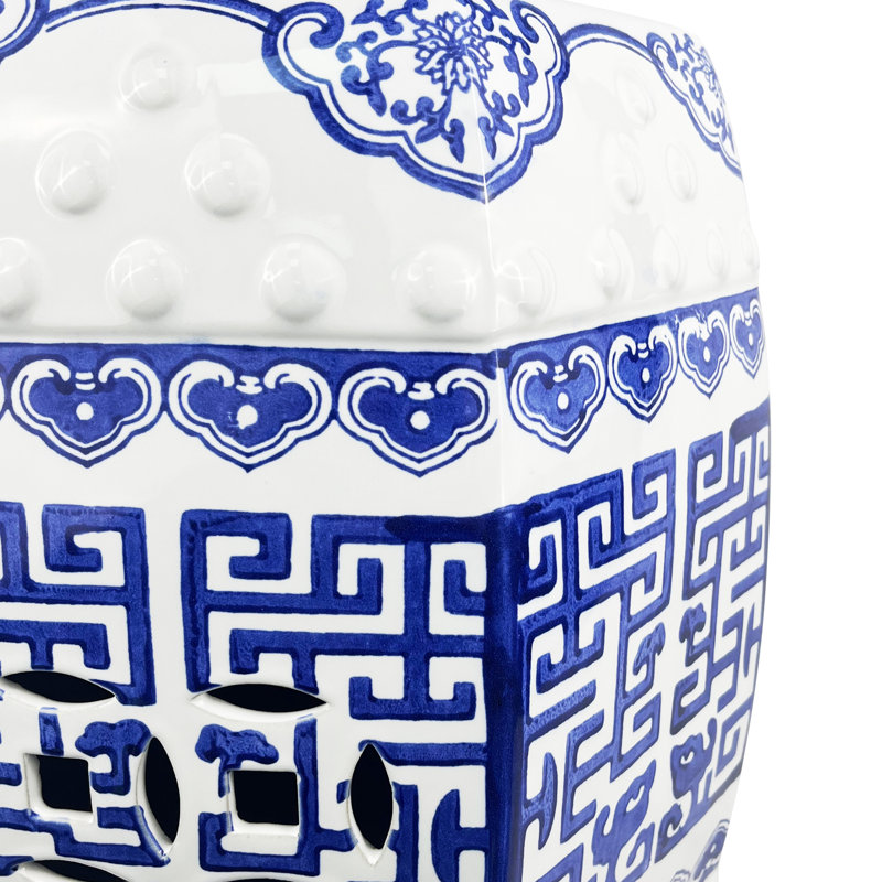 Neoclassical style ceramic stool, Floral