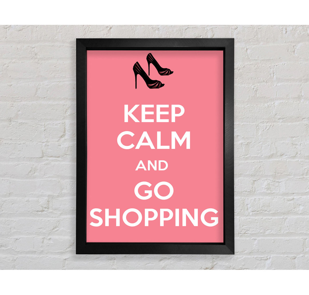 Mädchenzimmer Zitat Keep Calm And Go Shopping Pink - Druck