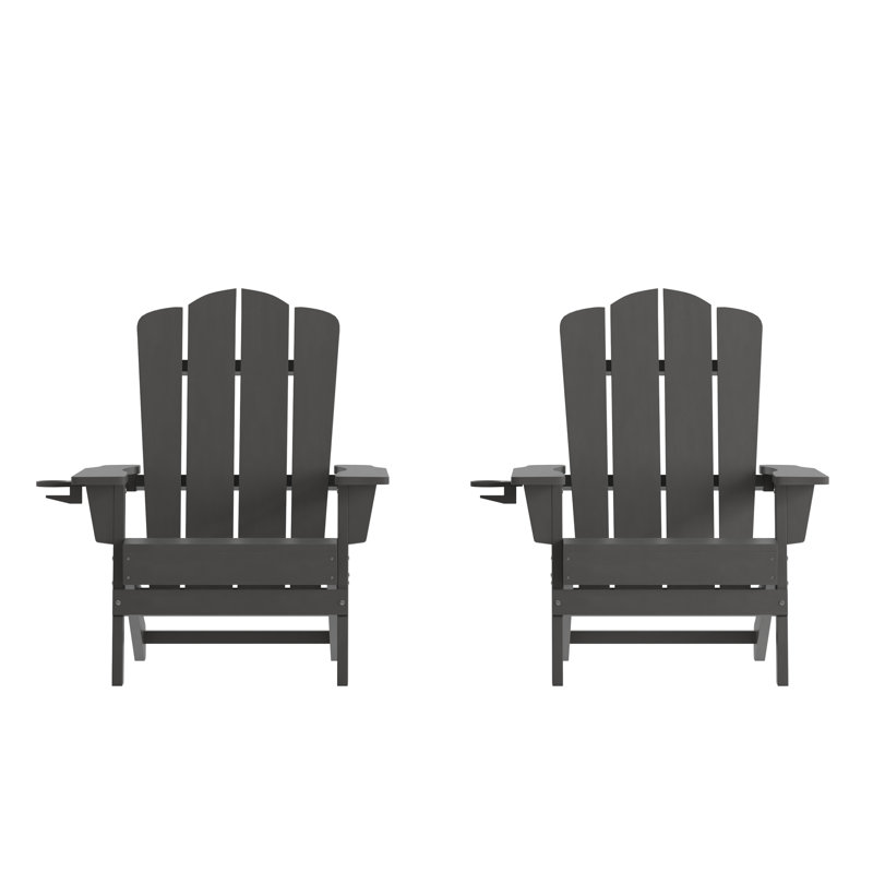 Chaise Adirondack en PEHD résistant aux intempéries Collis avec porte-gobelet Collis, gris