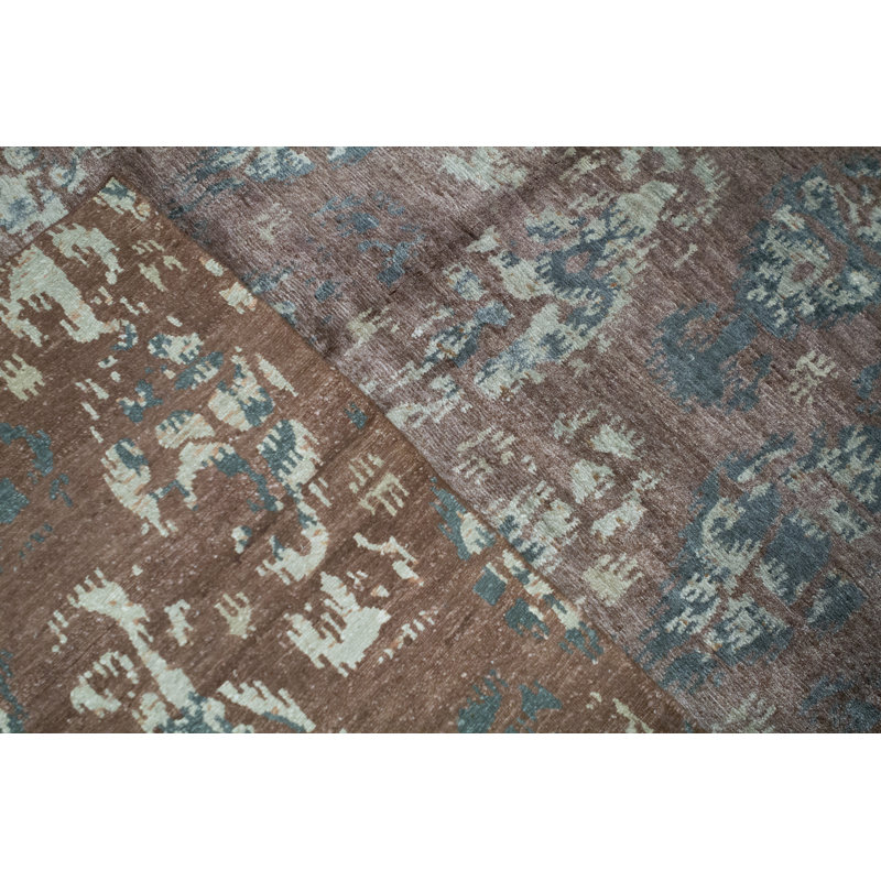 Ikat Area Rug in Rust/Gray/Beige, Rectangle 9'2" x 12'2"