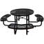 Table de pique-nique ronde en acier 46 po avec support pour parasol 46 po noir-121070755