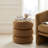 Modern Round Velvet Side Table,Upholstered Nightstand-387178454