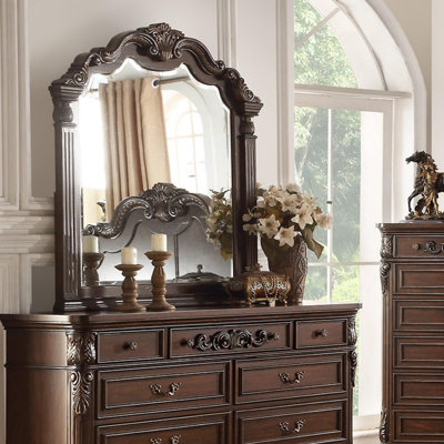 Commode à 5 tiroirs et miroir de style moderne et contemporain, pour chambre à coucher