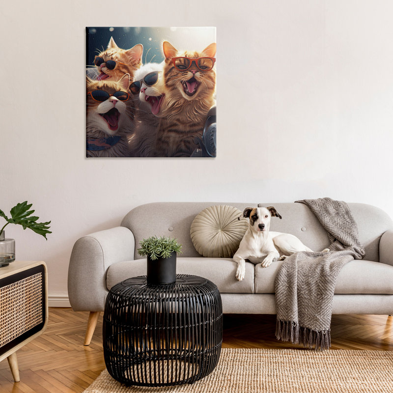 «Happy Cats Singing» par Jim Baldwin, H 36 po x l 36 po