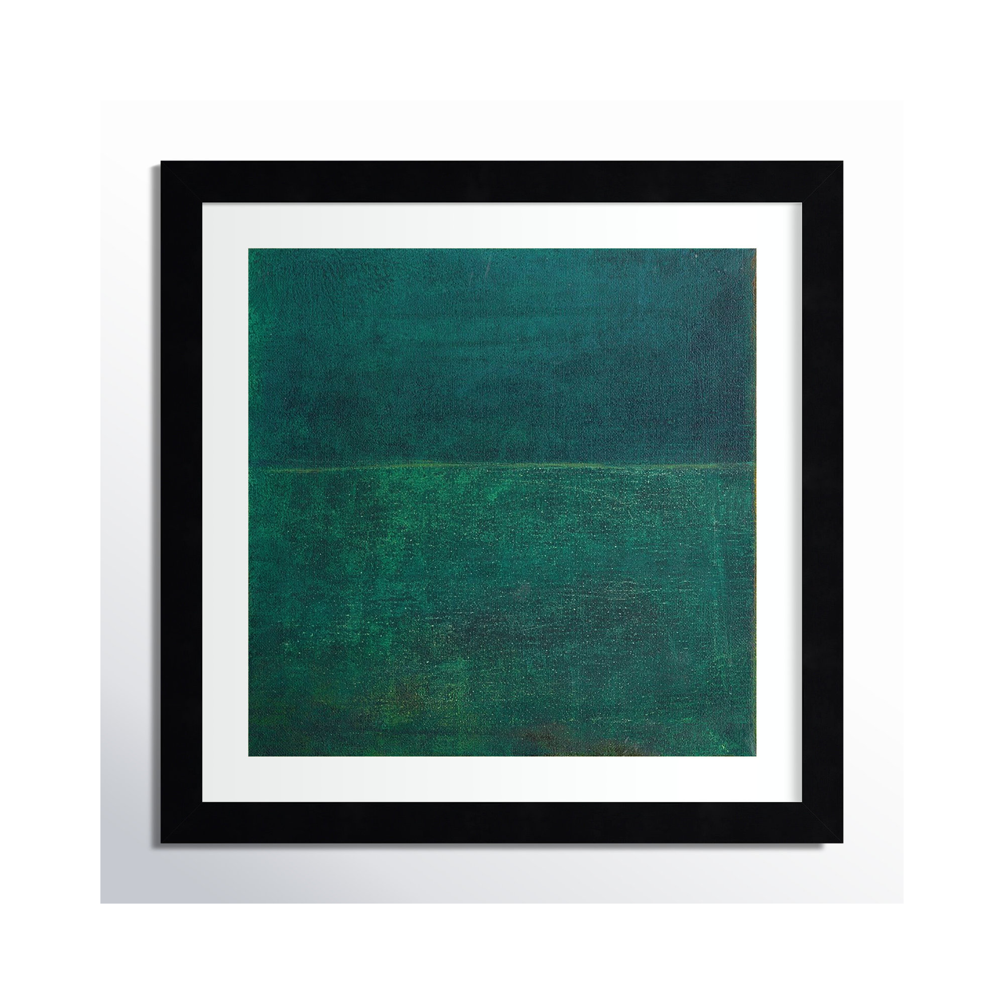 Green Zen I by Jodi Fuchs, 41.12" H x 41.12" W x 0.88" D, Black Framed Paper