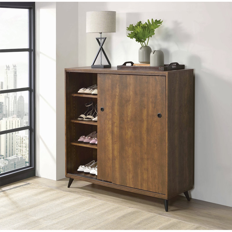 Oak Finish Shoe Cabinet