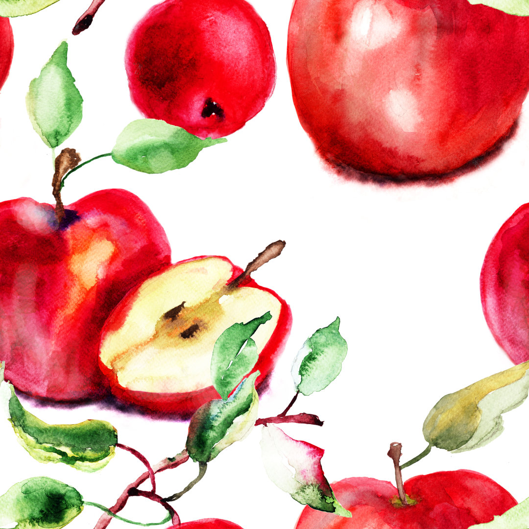 Stilisierte Aquarell-Apfel-Illustration von Ateli - Drucken