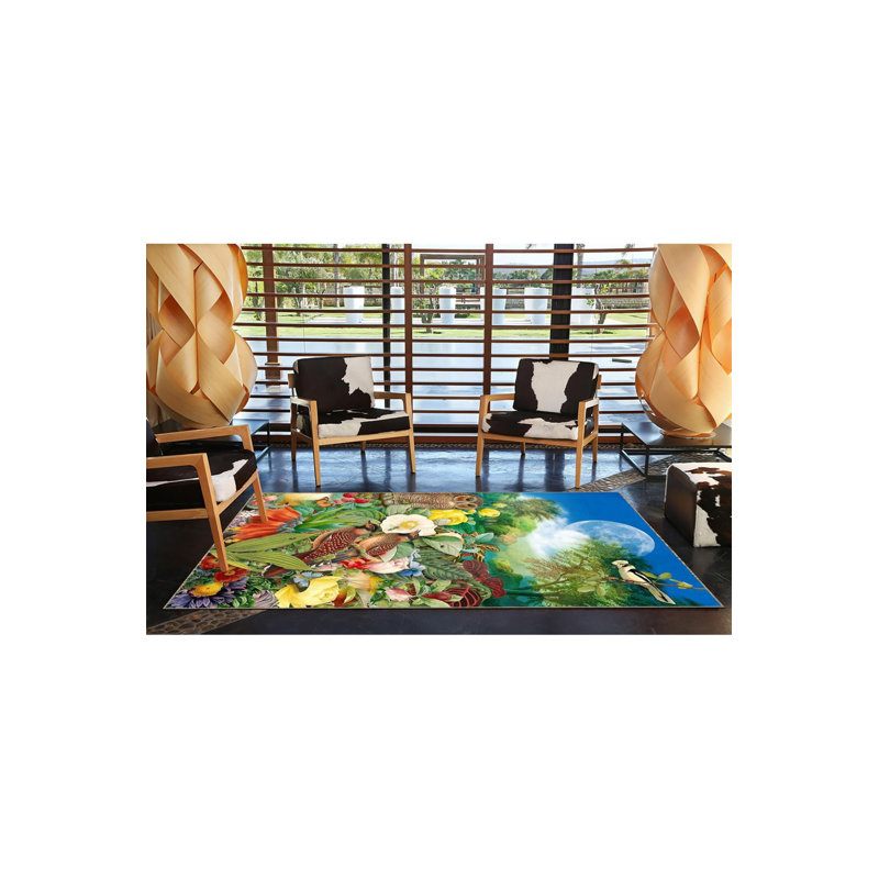 Tapis lavable à la machine Owl and Forest, Carré 3 pi 3 po