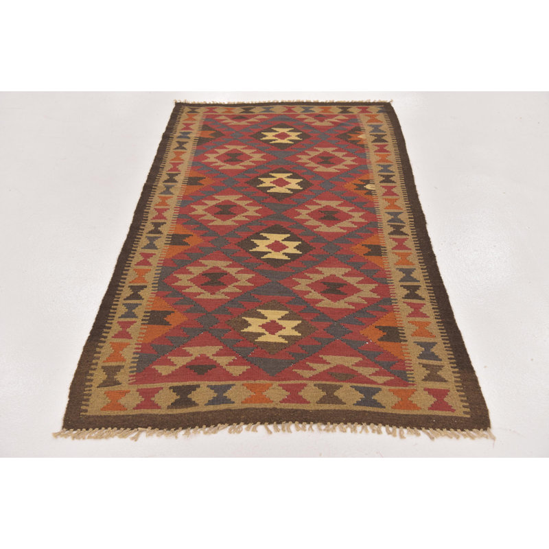 Tapis zone en laine 3 pi 5 po x 6 pi 7 po one-of-kind noué la bourgogne Lorain