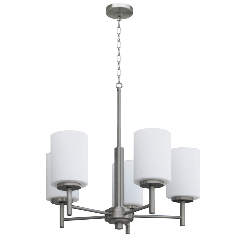 Lustre cylindrique à cinq lumières avec abat-jour