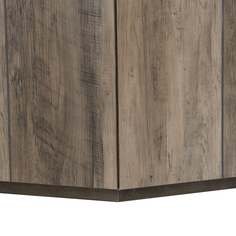 Table basse hexagonale en bois rustique rétro, Noir / brun clair