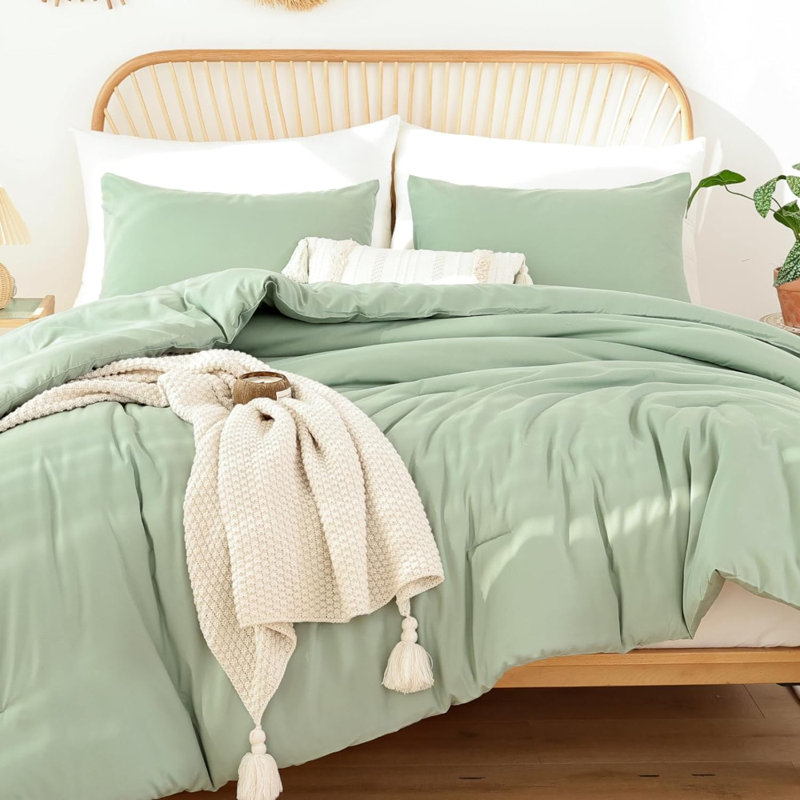 Ensemble d'édredon Sage Green pour lit simple / simple TG, 1 édredon sauge et 1 taie d'oreiller, ensemble d'édredon léger pour enfants Dorm