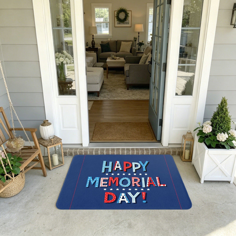 Tapis de bienvenue patriotique 20 po x 32 po Happy Home