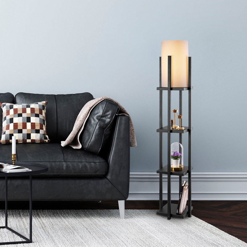 Lampe trépied 66,81 po Cawe, Noir, Beige