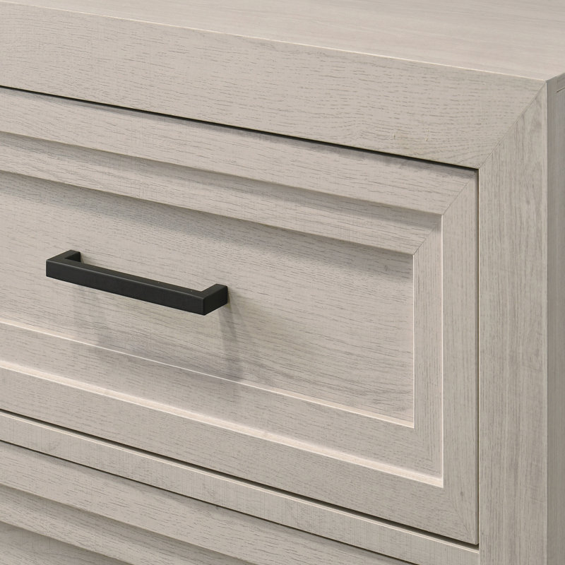 1Pc Contemporary Two Drawer Nightstand Geometric Design Off-White Finish Wooden Furniture
