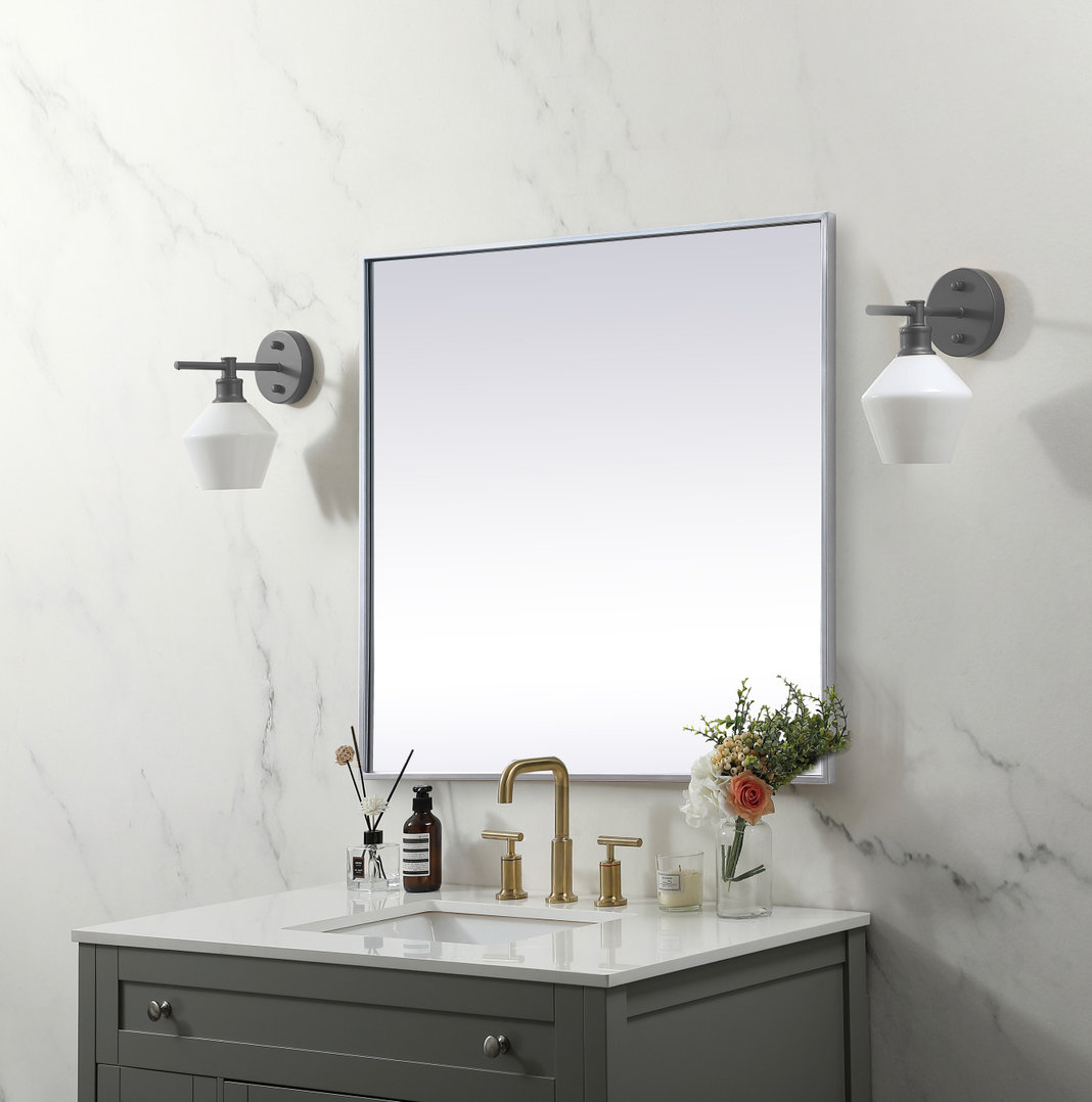 Valparaiso Metal Square Wall Mirror, 30"  x 30" , Silver