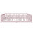 Full Kids Floor Bed Pink Rubber Wood Guardrail Door-290653698-290653700