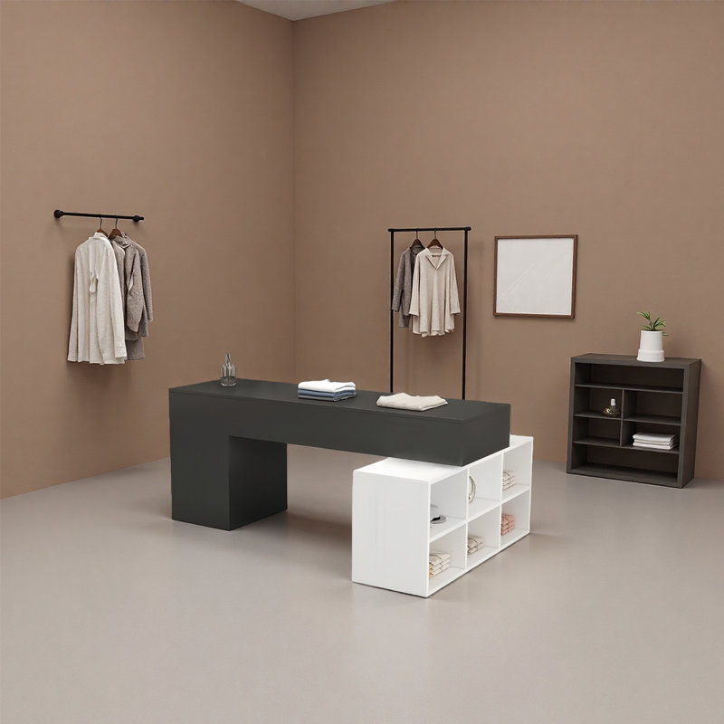 Table de présentation exquise dans le magasin de vêtements, Noir / blanc, H 27,56 po x l 86,61 po x P 47,24 po