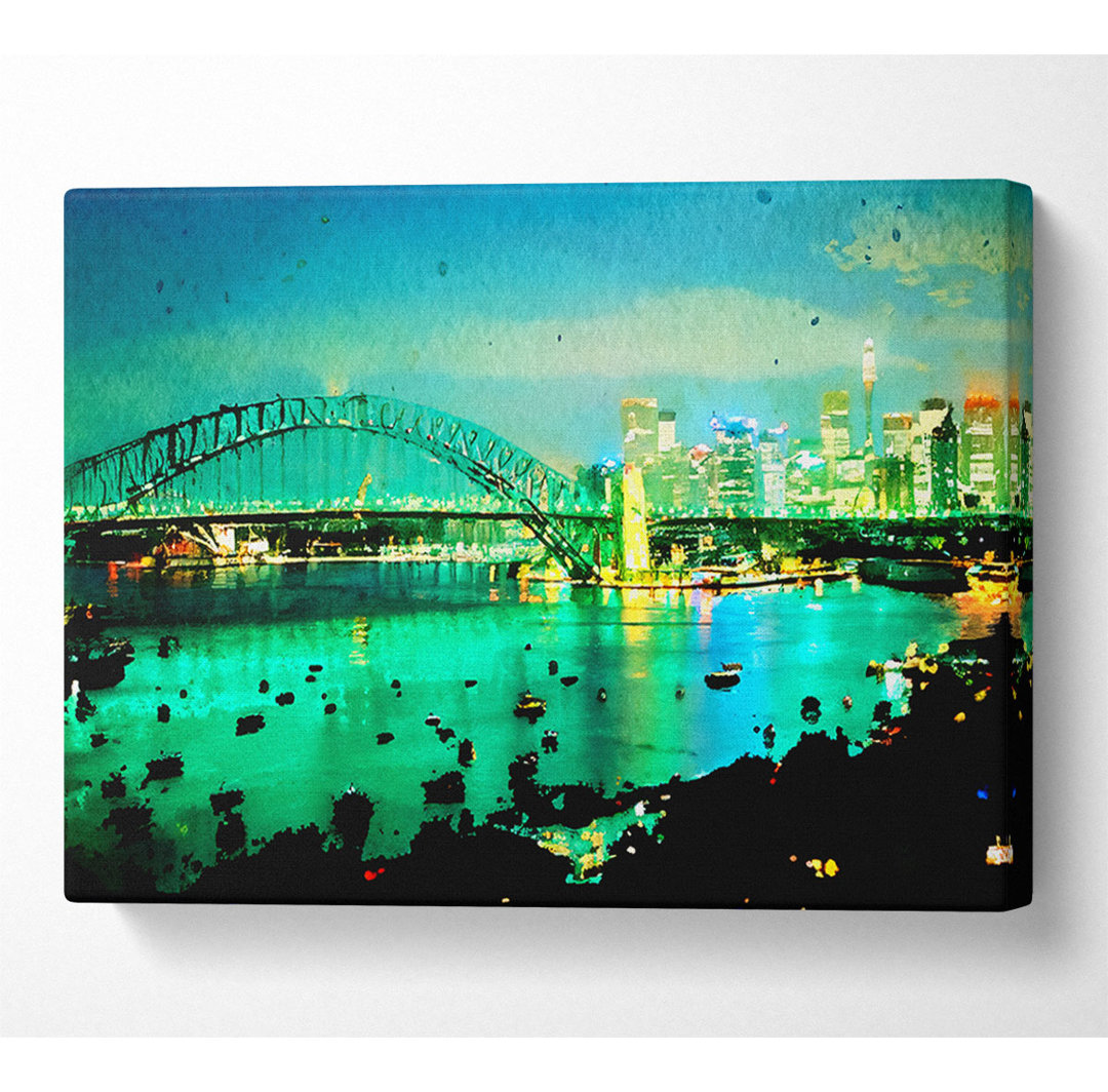 Sydney Harbour Bridge Green Glow - Kunstdrucke auf Leinwand