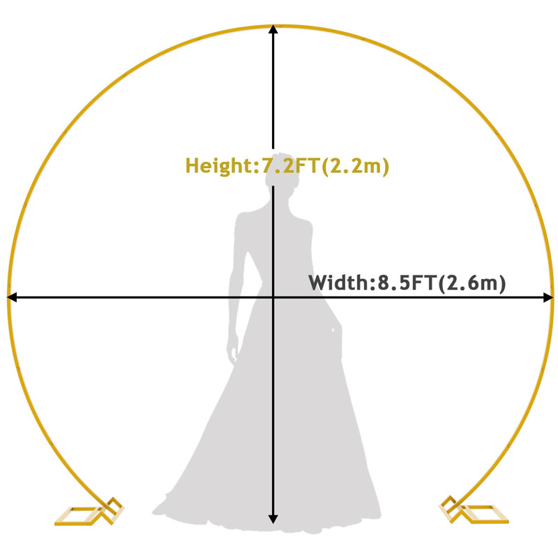 Round Backdrop Stand Metal Circle Balloon Arch Frame, Gold, 86.4" H x 102" W x 1" D