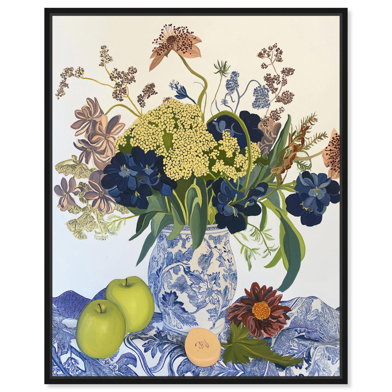 Fleurs et fruits sur toile Modern Farmhouse par Art Remedy, H 21 po x l 17 po, Cadre flottant noir