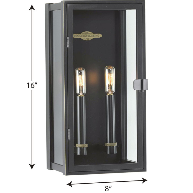 Lanterne murale d'extérieur à DEL intégrée Stature, H 16 po x l 8 po x P 5,87 po, Bronze frotté à l'huile, Deux lumières