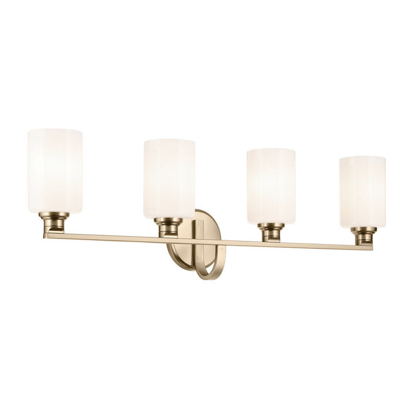 32.25" 4-Light Vanity Light with Fluted Glass, Bronze, Opal Etched