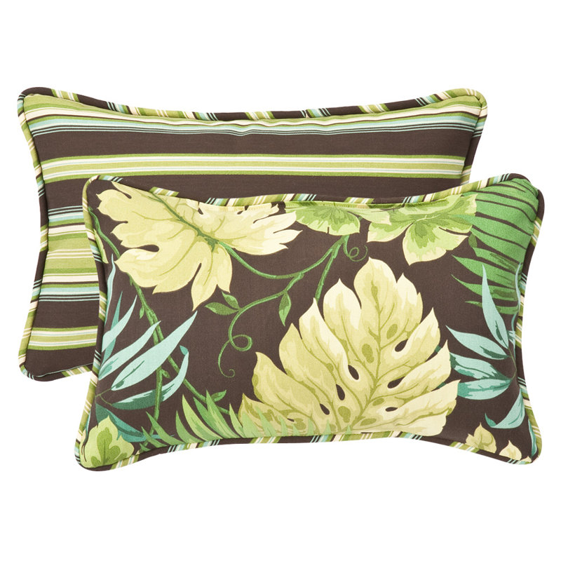 Outdoor Reversible Throw Pillow, Tropique Peridot