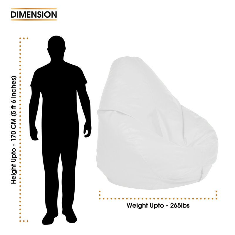 Leatherette Solid Indoor Bean Bag Cover - Filling Not Included, White