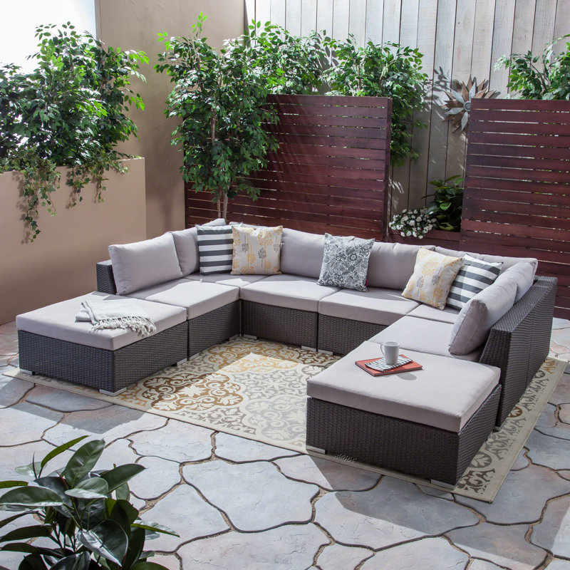 Ansonia Outdoor 8 Piece Sectional Seating Group with Cushions