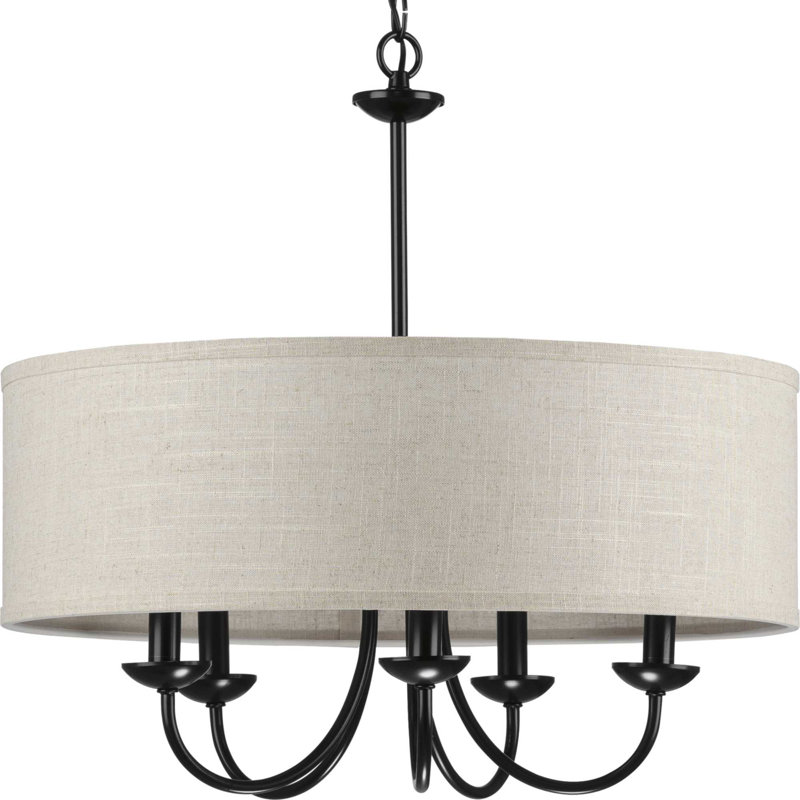 Lustre tambour 5 lumières à abat-jour Krawczyk