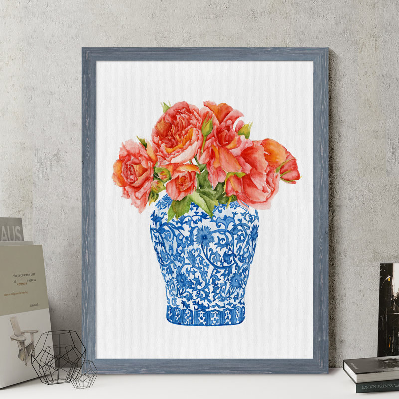 « pivoines ii » par paul cezanne-photo, reproduction d’art sur toile, H 28 po x l 38 po x 1,25 po, Toile avec cadre gris