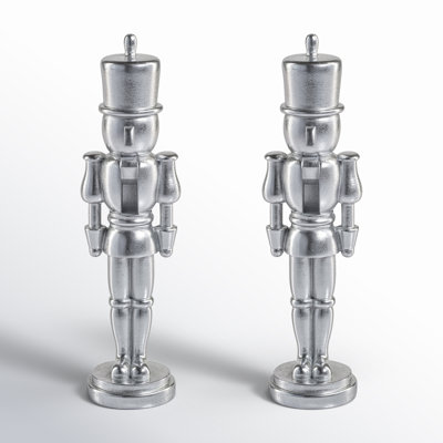 Hartwin 2-Piece Set Metallic Decorative Nutcracker Figurines