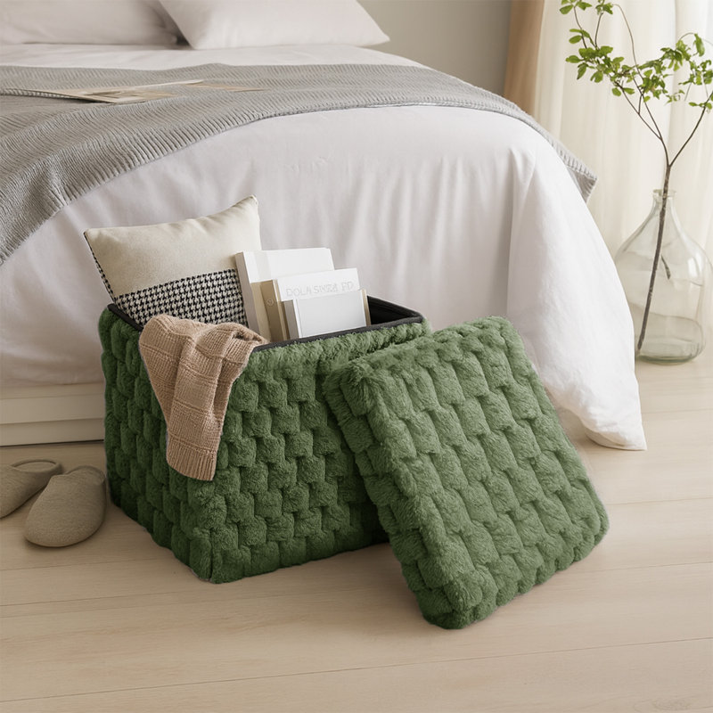 Contemporary Practical Plush Popcorn Storage Box - 38 x 38, Green