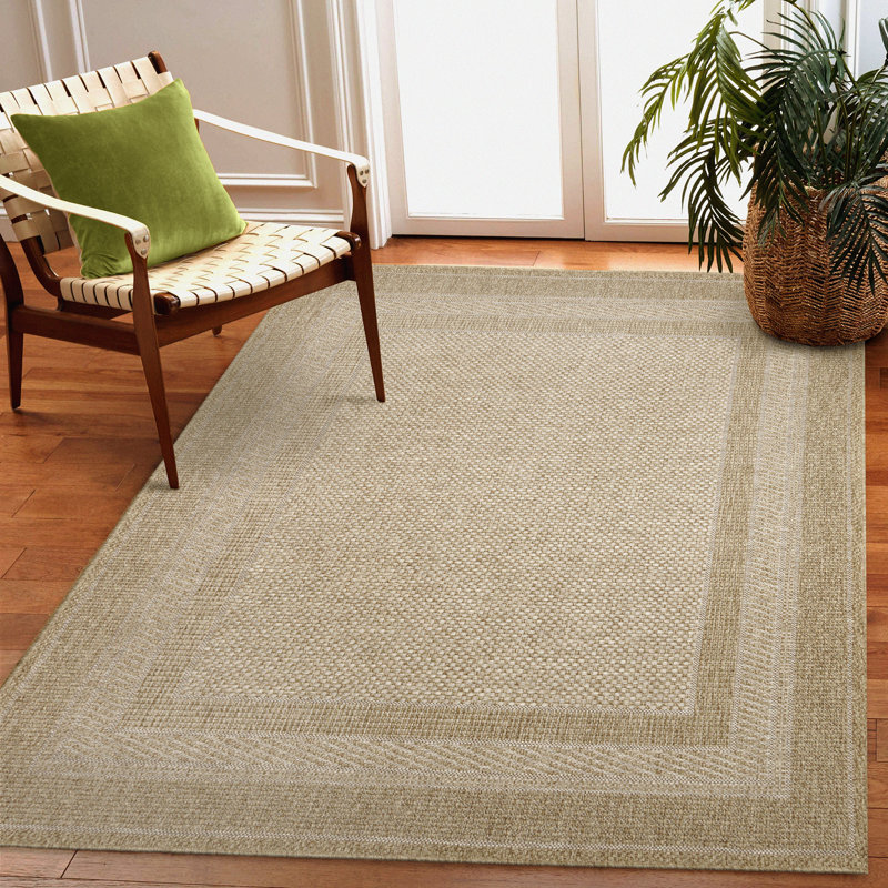 Goldye Machine Woven Polypropylene Indoor / Outdoor Area Rug in Sand/Beige, Rectangle 3'3" W x 4'11" L