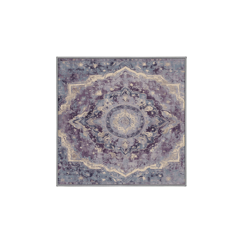 Machine Washable Purple Area Rug, Square 5'