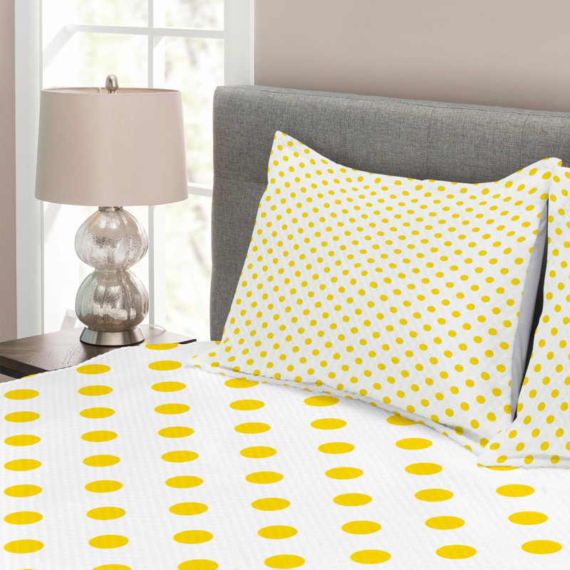 Modern & Contemporary Polyester Dots Coverlet, King Coverlet + 2 Shams