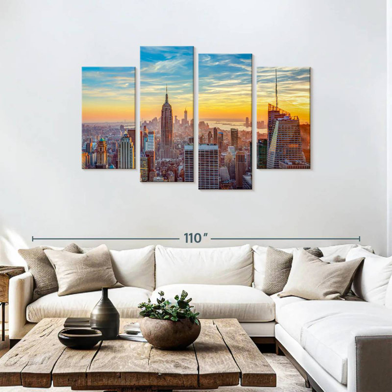 Nicci, New York, ciel coucher de soleil, H 48 po x l 75 po