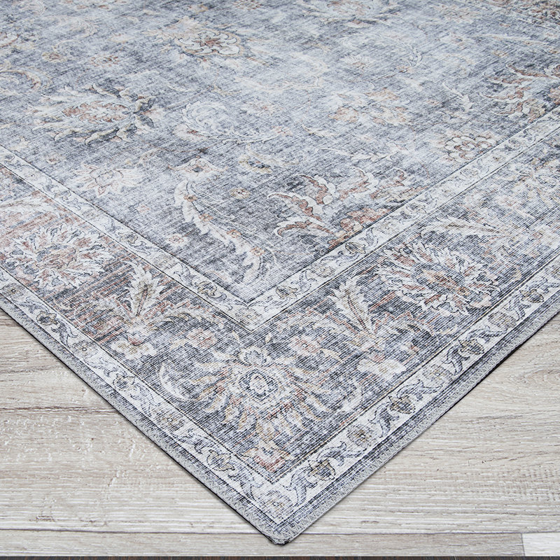 Gray Synthetic Non-slip Rectangular 8' x 10' Area Rug