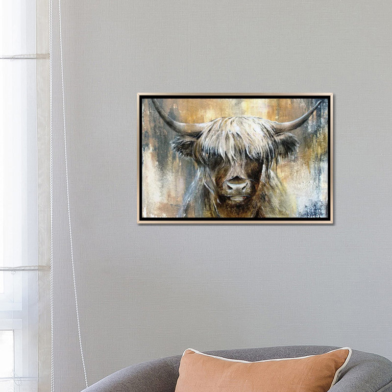 Highland Cow I, encadrée par Studio Paint-Ing, impression, Toile encadrée champagne, H 32 po x l 48 po x P 1,5 po