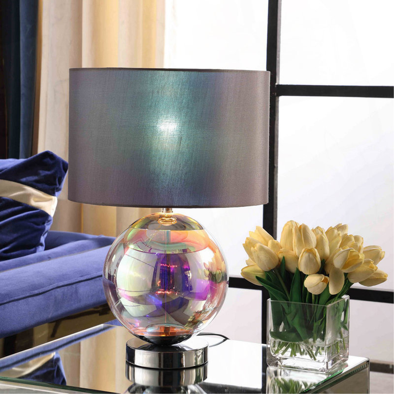 18.75-Inch Artie Orb Iridescent Chrome Table Lamp